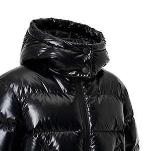 Veste matelassée imperméable respirante et isolante pour enfants unisexe en polyester noir brillant, avec capuche amovible, OEM ODM, hiver - Product Image 3