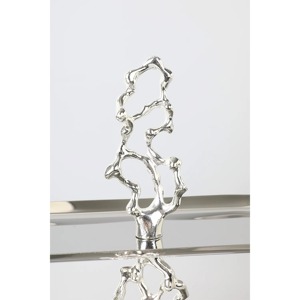 Contemporary Design For Wedding Display Silver Two-Tier Oval Decorative <b>Tray</b> With Abstract Metal Stand - Product Image 2