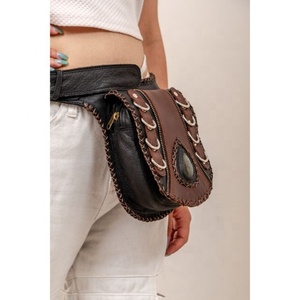 Riñonera OEM Steampunk Retro de piel auténtica para exteriores para chica, riñonera deportiva para teléfono móvil, riñonera de piel auténtica para mujer - Product Image 6