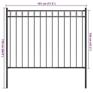 Clôture de jardin en acier noir 5,9 pi x 3,9 pi, design élégant avec treillis et portail - Product Image 4