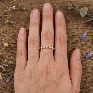 แหวนเพชรเม็ดเล็กสไตล์มินิมอลสำหรับผู้หญิง แหวนทองประดับมอสซาไนต์แบบเรียบหรู แหวนซ้อนสำหรับงานแต่งงานหรือเป็นเครื่องประดับแทนคำมั่นสัญญา - Product Image 2