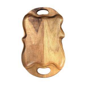 Bandeja rectangular de madera hecha a mano con asas para desayuno, té, café, mesa de comedor, diseño de listones. - Product Image 5