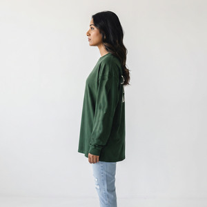 T-shirts à manches longues pour femmes, décontractés, 100% coton, col rond, épaules tombantes, poids lourd 300 GSM, imprimés, streetwear, tee-shirt d'été - Product Image 4
