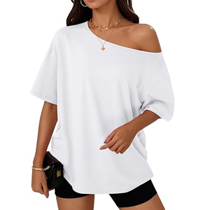 Camiseta Oversize de Moda para Mujer con Hombros Caídos, Manga Corta, Colección 2026, Ropa de Moda para Mujer - Product Image 2