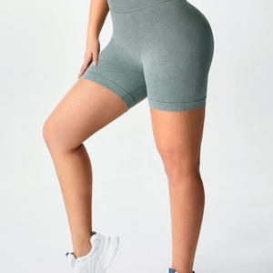 Black Teal Ombre Yoga Shorts Women High Waist Seamless <b>Booty</b> Lift Gym Shorts Two Tone Workout Running Biker Shorts - Product Image 5