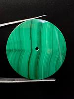 K Gems Batu Malachite Alami Potongan Datar Hijau Pelat Dial Jam Batu Permata Kustom Ketebalan 0.9mm Ukuran 31.50mm Lubang Tengah 2mm Rajasthan