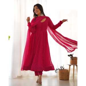 PURE SOFT FOX GEORGETTE LAHERIYA IMPRESIÓN DE ROSA DE 2017 - Product Image 5