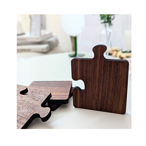 Wood Jigsaw Puzzle Sublimation Coaster Black Walnut 4 Pieces Set For Hotel Home <b>Bar</b> Coffee Cup Juice & Wine Glass <b>Mat</b> & Pads - Product Image 1