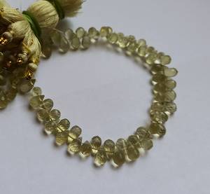 Perles de pierres précieuses en quartz citron naturel AAA, facettées, forme goutte, 5x7 à 6x8 mm, 8 pouces, jaune vif, fournitures pour la fabrication de bijoux - Product Image 1