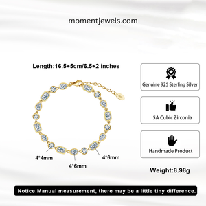 Elegant S925 <b>Silver</b> <b>Bracelet</b> 14K Gold & Platinum Plated Zirconia Inlay <b>Solid</b> Color Vacation Holiday Jewelry for Women - Product Image 5