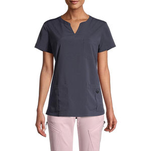 Women Medical <b>Scrub</b> <b>Top</b> V-Neck Short Sleeve Polyester Woven Hospital Uniform Teal Color Professional Design - Product Image 3