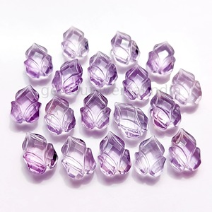 Ametyste rose naturelle facettée en forme de feuille 13mm, pierre précieuse sculptée à la main, pierre brute pour la fabrication de bijoux, prix de gros, approvisionnement en vrac - Product Image 6