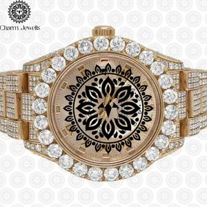 Reloj de Lujo para Hombre Charm, Acero Inoxidable, Esfera de 40 mm, Correa de 20 mm, Bisel con Diamantes, Cierre Oculto con Botón, Movimiento Mecánico, 10 Bar - Product Image 5