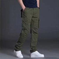Pantalon cargo léger et confortable pour homme, en tissu respirant, avec braguette boutonnée, design élégant à revers, coupe droite décontractée, taille mi-haute