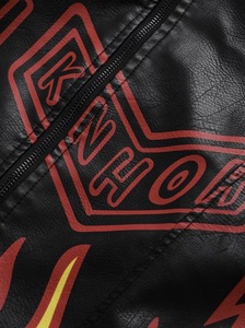 Custom Big Size Leather Motorcycle Jacket with Heat Printing Digital Printing Waterproof Breathable Eco-Friendly Boxy Style - Product Image 6