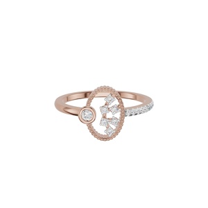 Rose Gold Tone 18K Gold Oval Diamond IGI Certified Trendy Beaded Bridal Gemstone <b>Ring</b> <b>Band</b> for Wedding Party Gift - Product Image 1