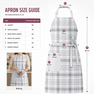 Cotton <b>Kitchen</b> <b>Apron</b> with Adjustable Neck Strap, Durable Chef <b>Apron</b> for Home, Cafe & Bakery - Product Image 2