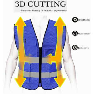 Chaleco de Seguridad Reflectante de Alta Visibilidad Personalizado, Transpirable, con Malla, Ropa de Trabajo, Ropa para Voluntarios Públicos, Bolsillos, Logotipo, Poliéster Antibacteriano - Product Image 5