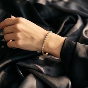 Luxury East West Bezel Set Emerald Shape CVD HPHT Lab Grown Diamond 14k Solid Gold IGI Certified <b>Bracelet</b> Fine Jewelry Women - Product Image 3
