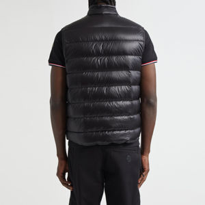 <b>Men's</b> <b>Black</b> Stand Collar Padded <b>Vest</b> With Zipper Closure Windproof Casual Winter Outerwear - Product Image 3