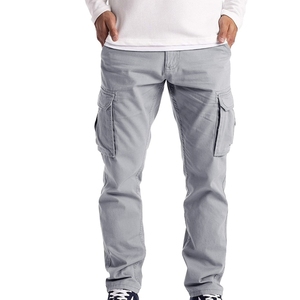 Pantalon cargo pour homme en twill 100% coton, poids moyen, écologique, avec fermeture éclair, taille élastique, plusieurs poches, respirant, décontracté, printemps - Product Image 5