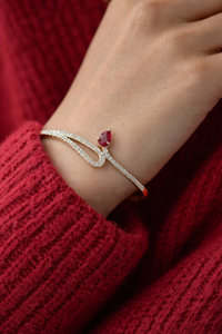 <b>Ruby</b> 925 Sterling Silver Cuff Handmade Gemstone Diamond <b>Bracelet</b> For Women - Product Image 3