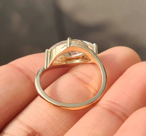 แหวนหมั้นเพชรโมอิสซาไนต์ทรงมาร์คีส์สี E/F ทองคำแท้ 14k สำหรับผู้หญิง ดีไซน์คลาสสิกสำหรับงานแต่งงาน ปราศจากสารตะกั่ว - Product Image 4