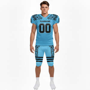 ชุดยูนิฟอร์มอเมริกันฟุตบอลแบบใหม่ ดีไซน์ตามสั่ง เนื้อผ้าระบายอากาศ สีฟ้าอ่อน ป้องกันรังสียูวี สำหรับทีมชายและหญิง - Product Image 1