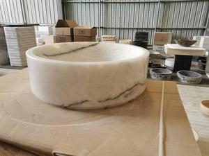 Modern Design White Marble Stone Round Wash <b>Basin</b> Vessel Sinks Bathroom Use For Home Indoor and Outdoor - Product Image 4