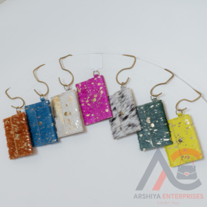 Hair on Metallic Cowhide Keychain <b>Wallet</b> Western Genuine Leather Credit Card Cash Pouch for Women's Full Fur Colored Hide <b>Wallet</b> - Product Image 4