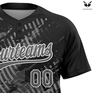 Black Grey Abstract Digital Print High Performance Quick-Dry Breathable 100% Polyester Short Sleeve Sports Wear <b>Baseball</b> Jersey - Product Image 6