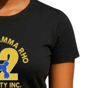 T-shirt noir SGRHO Poodle 22 pour femme, élégant, avec imprimé graphique de sororité, manches courtes, col rond, doux, confortable, décontracté, à la mode - Product Image 5