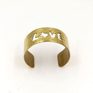 Handmade Texas Love Brass Cuff <b>Bracelet</b> - Hammered Gold Metal Statement Jewelry - Lone Star State Gift for Her - <b>Adjustable</b> - Product Image 3