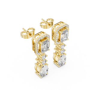 Pendientes Largos de Moissanita con Corte Esmeralda y Halo, Certificados por IGI, Plata de Ley, para Novia, Aniversario, Fiesta - Product Image 2