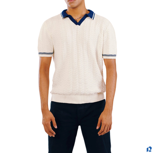 T-shirt en maille à manches courtes blanc pour homme, 240g, uni, doux, respirant, 100% coton, décontracté, pour le golf, personnalisable OEM/ODM - Product Image 6