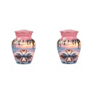Urna Funeraria de Metal Color Oro Rosa con Tapa, Florero Decorativo Tradicional con Grabado Floral para Cenizas - Product Image 3