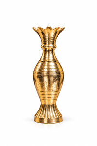 Handcrafted Brass <b>Decorative</b> <b>Vase</b> with Engraved Floral Detail Scalloped Rim and Fluted Base Elegant Metal <b>Vase</b> for Luxury Home - Product Image 1