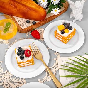 Juego de Platos Desechables de Plástico Resistente de Primera Calidad, 100 Piezas, 6.25 Pulgadas, Platos Blancos para Aperitivos, Pasteles Pequeños, Ensaladas y Postres - Product Image 2