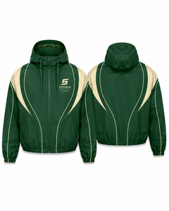 Ensemble coupe-vent vert et jaune à capuche avec fermeture éclair, manches longues, vêtements de sport unisexes pour adultes, séchage rapide, ensemble de survêtement d'automne, coupe-vent zippé - Product Image 2