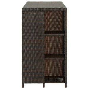 Tavolo da bar in rattan PE marrone e acciaio 47,2 x 23,6 x 43,3 pollici - Product Image 3