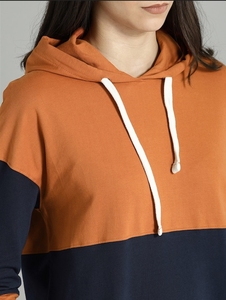 Sudadera con Capucha para Mujer, Diseño Color Block, Manga Larga, Estilo Casual, Otoñal, Tejido de Algodón y Bambú, Transpirable, Corte Regular - Product Image 6