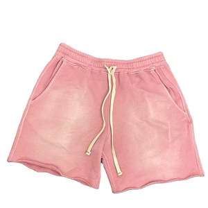 Shorts de survêtement unisexe taille mi-haute en toile de coton délavée à l'acide, personnalisables avec votre propre design et poche latérale, pour hommes, fourniture OEM - Product Image 1