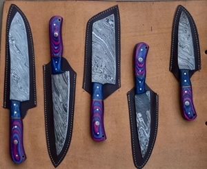 Custom Hand Forged Eco-Friendly Damascus Steel Chef <b>Knife</b> <b>Set</b> Pakka Wood Handle <b>Sharp</b> Blade for Kitchen Vegetable Cutting - Product Image 4