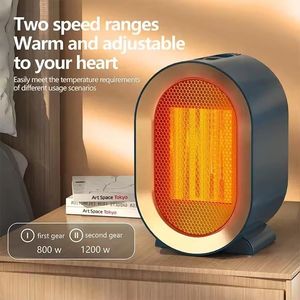 Riscaldatore elettrico 1200W ad alta efficienza energetica ventilatore portatile con regolazione a due velocità per uso interno ufficio regolabile calore (bianco) - Product Image 2