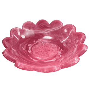 Tazón de Resina Rosa para Servir, Novedoso Plato Decorativo para Frutas con Borde Festoneado y Adornado con Cuentas - Product Image 6