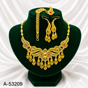 Conjunto Clásico de Collar y Pulsera para Mujer, Chapado en Oro de 24K, con Circonita Cúbica de Corte Cojín, Caja de Regalo, 18 Pulgadas, Joyería de Boda A-53249 - Product Image 4