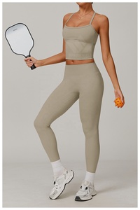 Camiseta sin mangas de punto para mujer, cuello cuadrado, color marrón, transpirable, de spandex y nailon, chaleco deportivo con logo frontal - Product Image 4