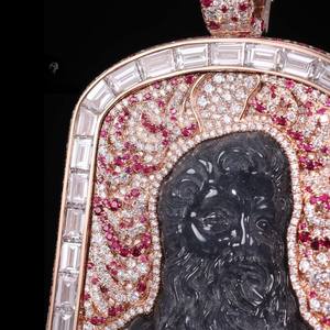 Hip Hop Jewelry Party Gift 925 Sterling Silver VVS Moissanite Diamond Jesus Fights the Devil Dog Pendant for Men - Product Image 2