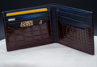 Portefeuille porte-cartes en cuir d'alligator moderne fait à la main, portefeuille pour homme de luxe, logo personnalisé, portefeuilles courts pour homme en gros