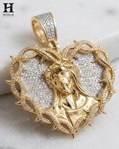 Pendentif de luxe en forme de cœur avec visage de Jésus, entièrement pavé de diamants, personnalisé, style Hip-Hop, religieux, pour la vente en gros de bijoux - Product Image 3